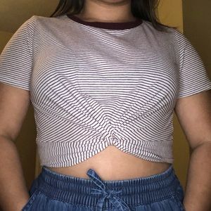 Forever 21 Striped Tie Crop Top